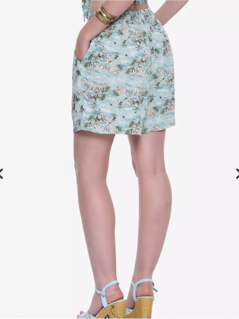 Disney, Mermaid Lagoon Peter Pan High Waisted Shorts with Pockets. Medium - Picture 2 of 7